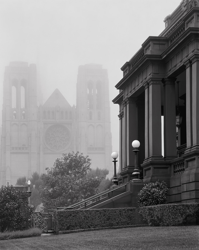 Black and white photograph of Grace Cathedral, San Francisco, California, 2009