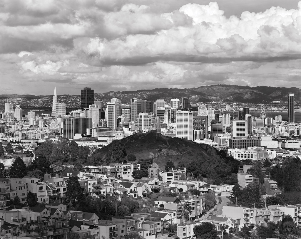 Black and white photograph of Corona Heights, San Francisco, California, 2009