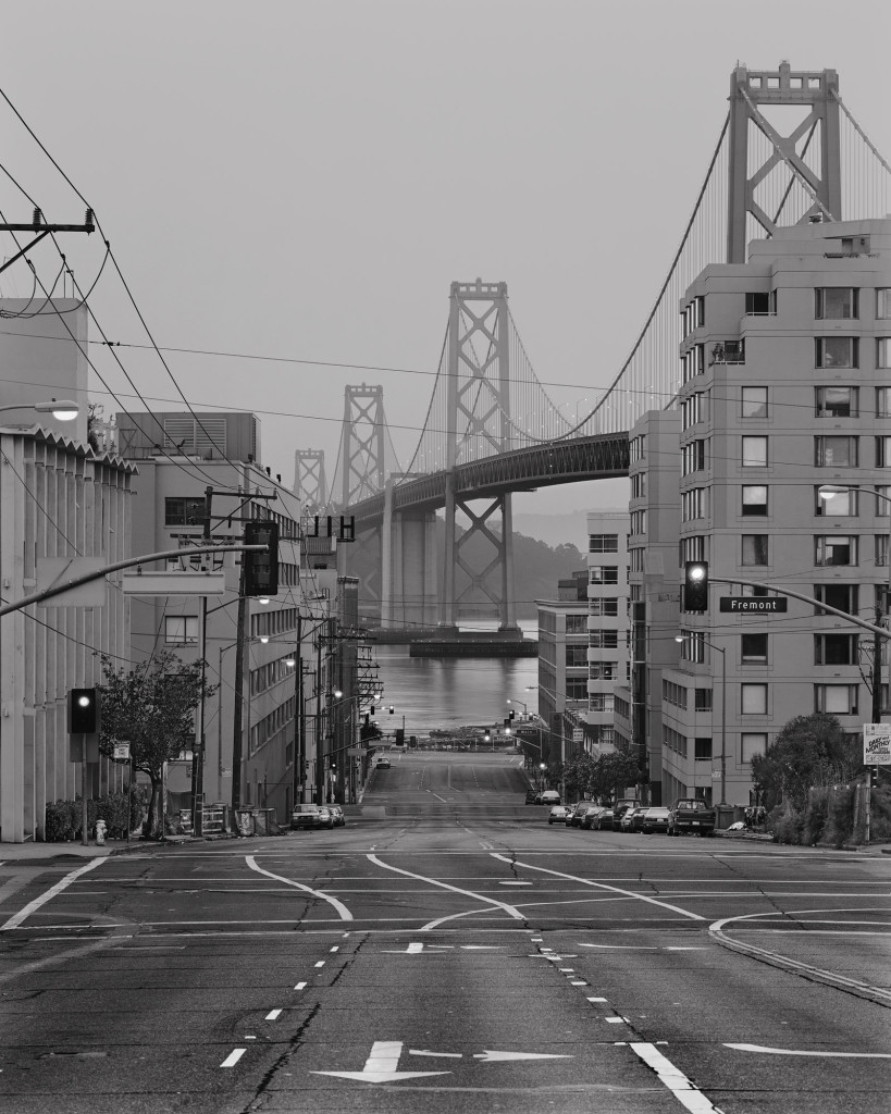 Black and white photograph of Harrison Street and Fremont Street, San Francisco, California, 2000