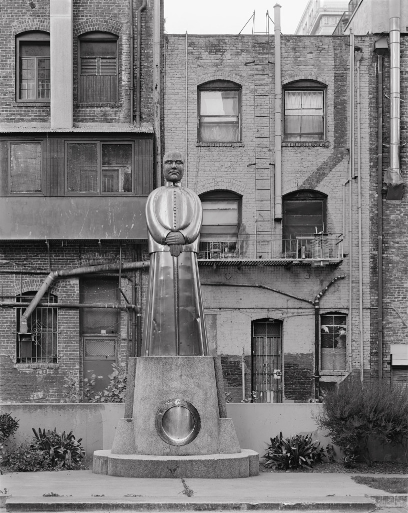 Black and white photograph of Saint Mary's Square, San Francisco, California, 2007